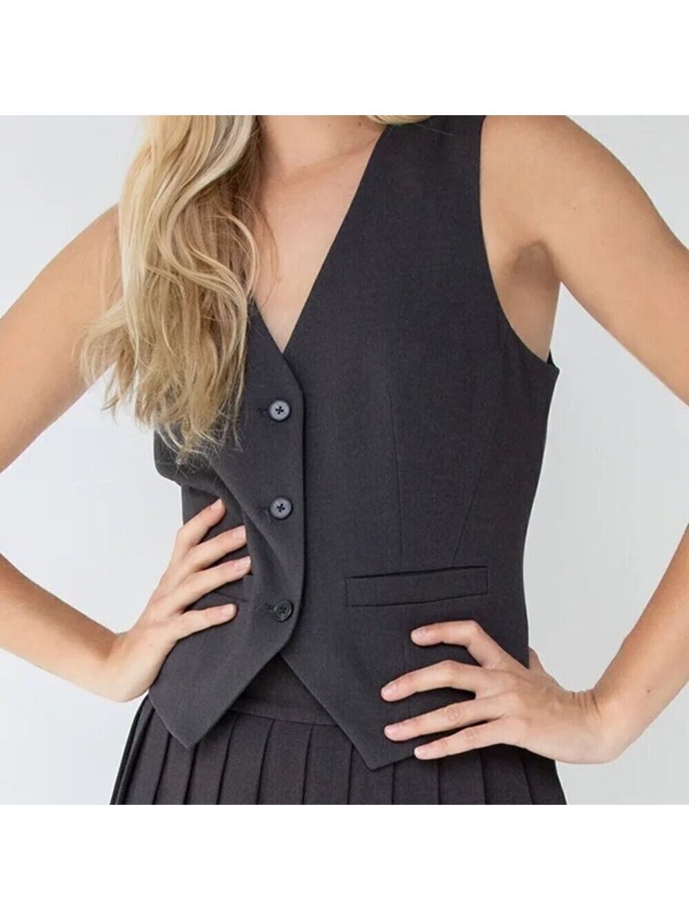 NWT Oak + Fort Wool Blend Suiting Vest Asphalt S